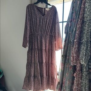 Orange Creek Long Sleeve Polka Dot Dress